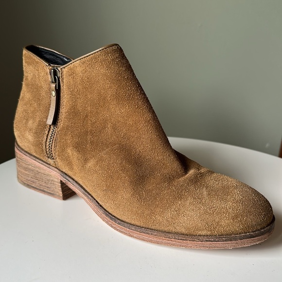 Cole Haan Brown Suede Low Heel Hayes Double Zip Ankle Booties Neutral Capsule - Picture 1 of 15